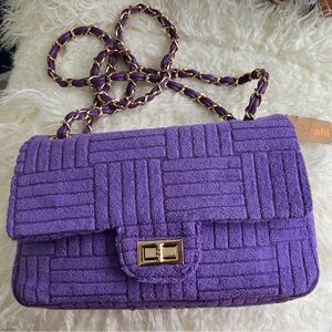 Purple Textured Shoulder Bag